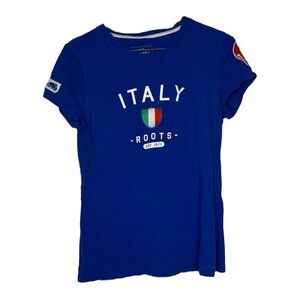 Roots Italy t-shirt blue 100% cotton in EUC size medium youth
